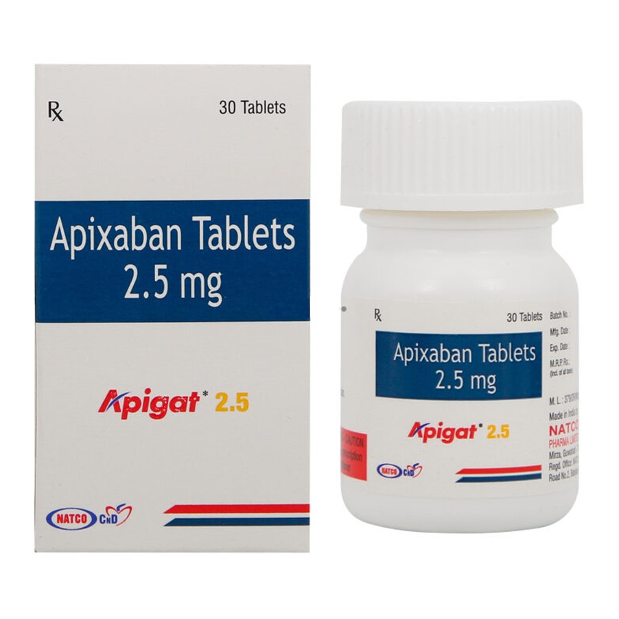 Buy Apigat 2.5 mg Online, Generic Apixaban 2.5 mg Tablet